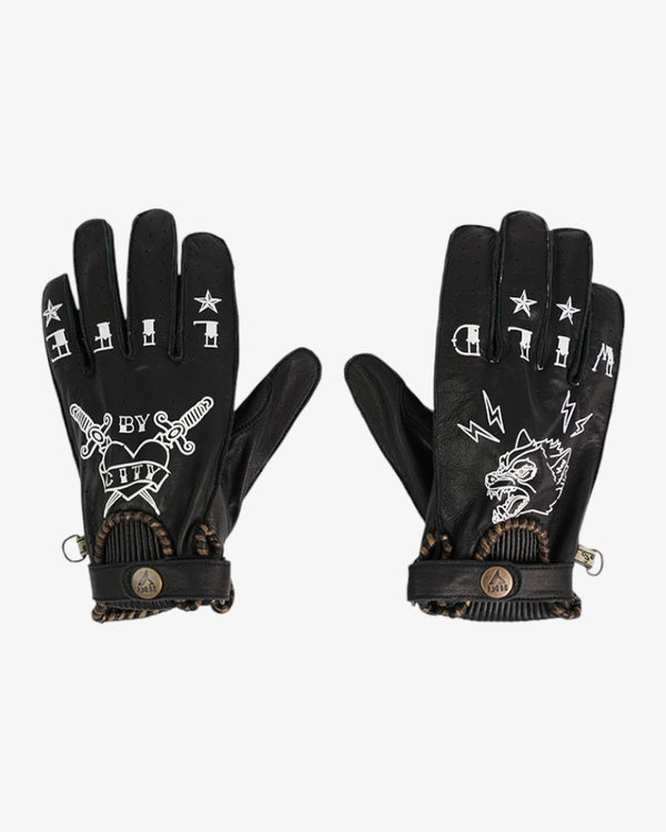 RUKAVICE MOTO BY CITY SECOND SKIN TATOO CRNE